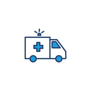 Ambulans simgesi vektörü. Ambulans kamyonu ikon vektörü. Ambulans arabası