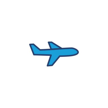 Düzlem simgesi vektörü. Uçak ikonu vektörü. Uçuş taşıma sembolü. Seyahat illüstrasyonu. Tatil sembolü