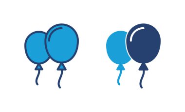 Balon ikon vektörü. Parti balonu süsleme doğum günü vektörü. Balon siyah siluet simgesi