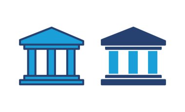 Banka simgesi vektörü. Banka vektör simgesi, müze, üniversite