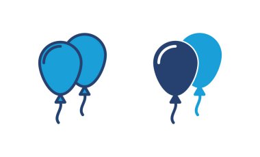 Balon ikon vektörü. Parti balonu süsleme doğum günü vektörü. Balon siyah siluet simgesi