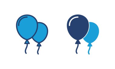 Balon ikon vektörü. Parti balonu süsleme doğum günü vektörü. Balon siyah siluet simgesi