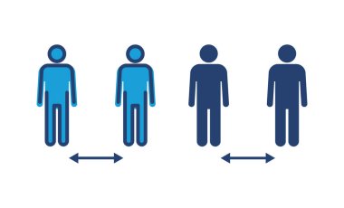 Sosyal uzaklık simgesi vektörü. Sosyal uzaklık simgesi. Kendini karantina işareti