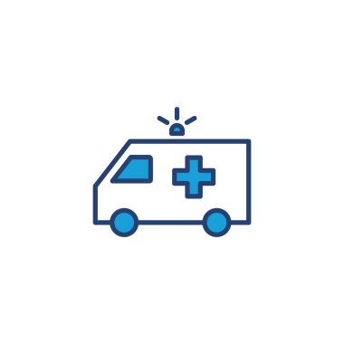 Ambulans simgesi vektörü. Ambulans kamyonu ikon vektörü. Ambulans arabası