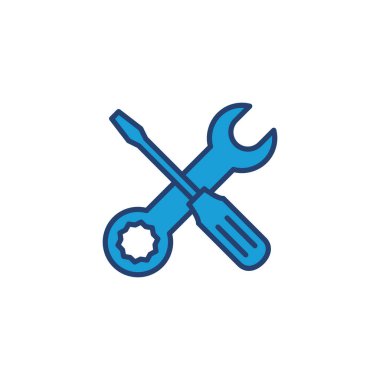 Alet ikon vektörünü onar. araç simgesi vektörü. Simge vektörü ayarlanıyor. İngiliz anahtarı ve tornavida. destek, Servis