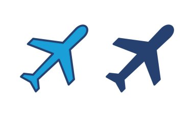 Düzlem simgesi vektörü. Uçak ikonu vektörü. Uçuş taşıma sembolü. Seyahat illüstrasyonu. Tatil sembolü