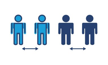 Sosyal uzaklık simgesi vektörü. Sosyal uzaklık simgesi. Kendini karantina işareti