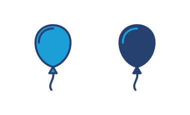 Balon ikon vektörü. Parti balonu süsleme doğum günü vektörü. Balon siyah siluet simgesi