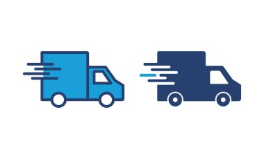 Hızlı nakliye kamyonu ikon vektörü. Teslimat kamyonu ikonu. hızlı dağıtım simgesi