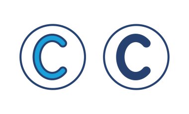 Telif hakkı simgesi vektörü. telif hakkı sembolleri