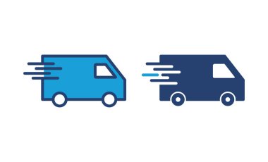 Hızlı nakliye kamyonu ikon vektörü. Teslimat kamyonu ikonu. hızlı dağıtım simgesi