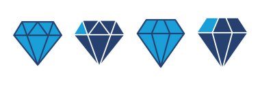Elmas ikon vektörü. Elmas mücevher vektör simgesi.