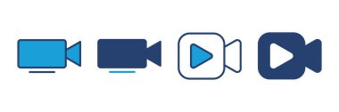 Video simgesi vektörü. Video kamera ikon vektörü. Film tabelası. Sinema