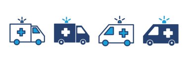 Ambulans simgesi vektörü. Ambulans kamyonu ikon vektörü. Ambulans arabası