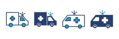Ambulans simgesi vektörü. Ambulans kamyonu ikon vektörü. Ambulans arabası
