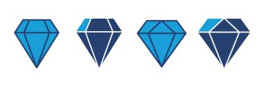 Elmas ikon vektörü. Elmas mücevher vektör simgesi.
