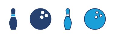 Bowling ikonu vektörü. Bowling topu ve iğne simgesi. Bowling lobutları