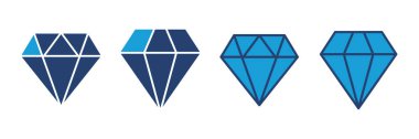 Elmas ikon vektörü. Elmas mücevher vektör simgesi.