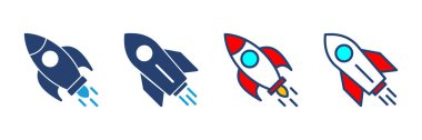 Roket ikon vektörü. Başlangıç simgesi vektörü. 