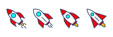 Roket ikon vektörü. Başlangıç simgesi vektörü. 