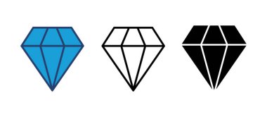 Elmas ikon vektörü. Elmas mücevher vektör simgesi.