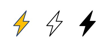 Şimşek simgesi vektörü. Elektrik ikon vektörü. Güç simgesi. enerji işareti