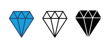 Elmas ikon vektörü. Elmas mücevher vektör simgesi.