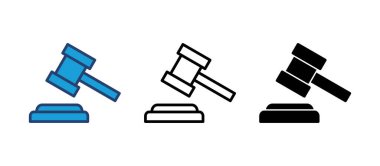 Gavel ikon vektörü. Yargıç Tokmak ikon vektörü. Kanun simgesi vektörü. Açık arttırma çekici