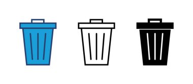 Çöp simgesi vektörü. Çöp kutusu simgesi. Simge vektörünü sil. çöp