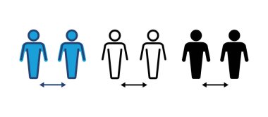 Sosyal uzaklık simgesi vektörü. Sosyal uzaklık simgesi. Kendini karantina işareti