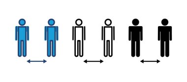 Sosyal uzaklık simgesi vektörü. Sosyal uzaklık simgesi. Kendini karantina işareti