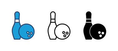 Bowling ikonu vektörü. Bowling topu ve iğne simgesi. Bowling lobutları