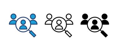 Simge vektörü işe alınıyor. Arama işi boşluk simgesi. İnsan kaynakları konsepti. İşe alım.