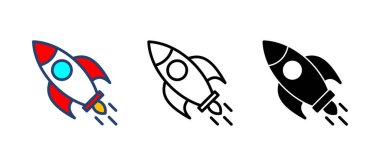 Roket ikon vektörü. Başlangıç simgesi vektörü. 