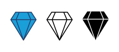 Elmas ikon vektörü. Elmas mücevher vektör simgesi.