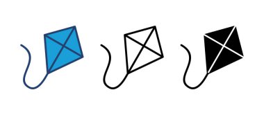 Kite simgesi vektörü. Uçurtma vektör simgesi.