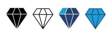 Elmas ikon vektörü. Elmas mücevher vektör simgesi.