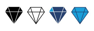 Elmas ikon vektörü. Elmas mücevher vektör simgesi.