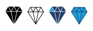 Elmas ikon vektörü. Elmas mücevher vektör simgesi.