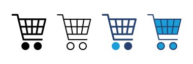 Alışveriş ikonu vektörü. Alışveriş arabası ikonu. Trolley simge vektörü