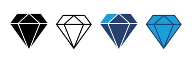 Elmas ikon vektörü. Elmas mücevher vektör simgesi.
