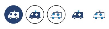 Ambulans simgesi vektörü. Ambulans kamyonu ikon vektörü. Ambulans arabası