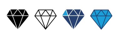 Elmas ikon vektörü. Elmas mücevher vektör simgesi.
