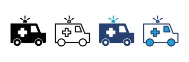 Ambulans simgesi vektörü. Ambulans kamyonu ikon vektörü. Ambulans arabası
