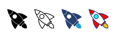 Roket ikon vektörü. Başlangıç simgesi vektörü. 