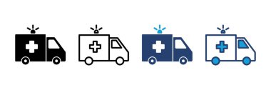 Ambulans simgesi vektörü. Ambulans kamyonu ikon vektörü. Ambulans arabası