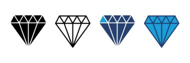 Elmas ikon vektörü. Elmas mücevher vektör simgesi.