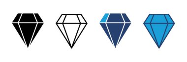Elmas ikon vektörü. Elmas mücevher vektör simgesi.