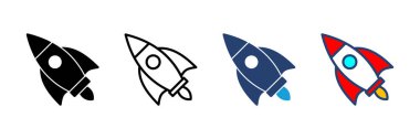 Roket ikon vektörü. Başlangıç simgesi vektörü. 
