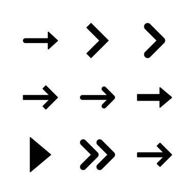 Ok simgesi ayarlandı. Ok sembolü. Web tasarımınız için ok işareti.